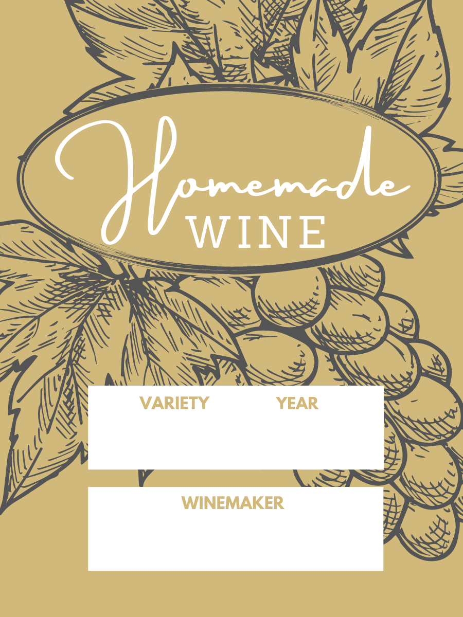 Homemade Wine Label - Grape Cluster